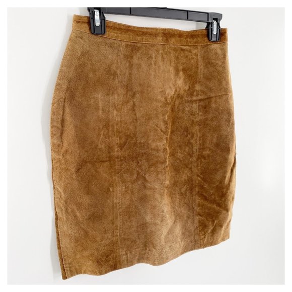 Gitano Dresses & Skirts - GITANO Vintage 90s NWT Deadstock Suede Leather Pencil Skirt Back Split Lined Siz